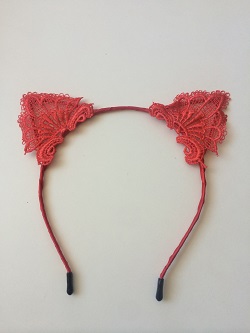Lace Kitty Red  - Headbands  - HA85 - Cocomotion  