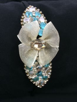 Turquoise diamante bow 
