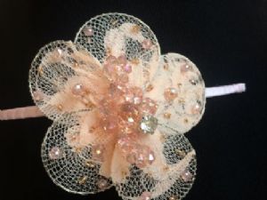 Pink Lace and bead Headband  - Headbands  - HA61 - Cocomotion  