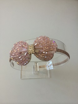 Pink Bead/Diamonte Bow 