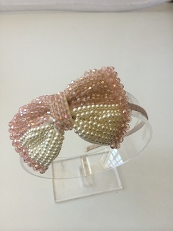 Pink/Pearl Bow  - Headbands  - HA76 - Cocomotion  