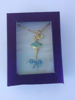 Gold Turquoise Ballet Necklace and Ring  - Jewelery  - JN37R - Cocomotion  